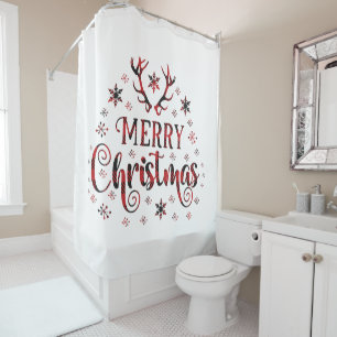 Merry Christmas Snowflakes, Happy New Year Shower Curtain