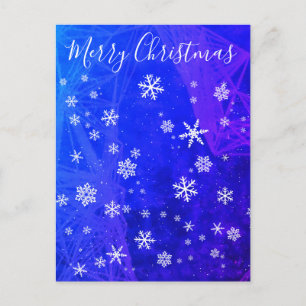 Merry Christmas Snowflakes Magical Blue Holiday Postcard
