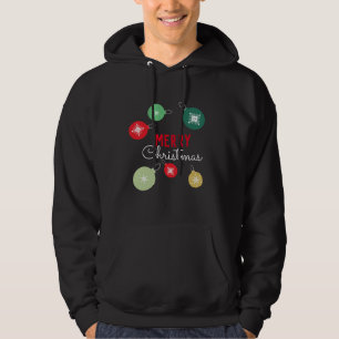 Merry Christmas Snowflakes Ornament Black   Hoodie