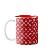 Merry Christmas Snowflakes Red White Custom Mug