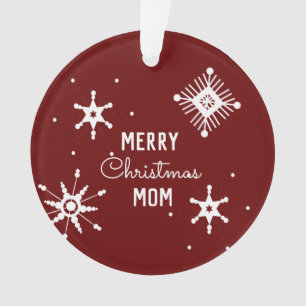 Merry Christmas Snowflakes Script Mum Photo Ornament