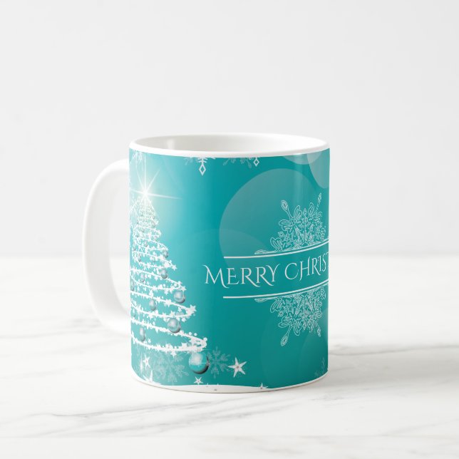 Merry Christmas Snowflakes Tree Flowers & Stars   Coffee Mug (Front Left)