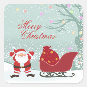 Merry Christmas + snowing + Santa sleigh stickers
