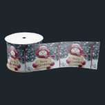 Merry Christmas Snowman<br><div class="desc">A cheerful snowman,  wearing red earmuffs and a matching scarf,  holds a sign that reads "Merry Christmas" amid a snowy background</div>
