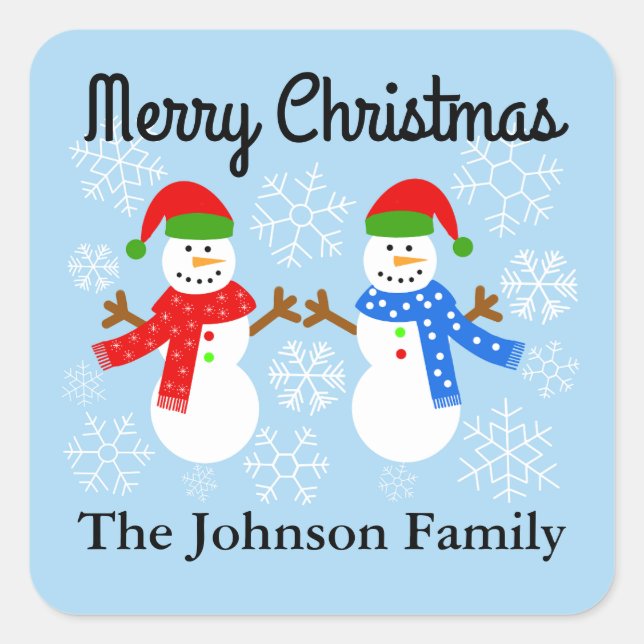 Merry Christmas Snowman #3 Stickers (Front)