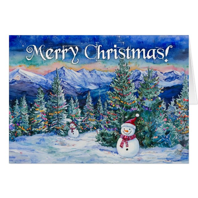 Merry Christmas Snowman - 5" x 7" Art Card (Front Horizontal)