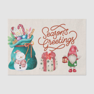 Merry Christmas Snowman and Gnome  Tissue Paper