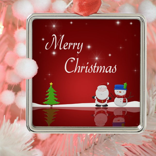 Merry Christmas Snowman and Santa Metal Tree Decoration (Creator Uploaded)