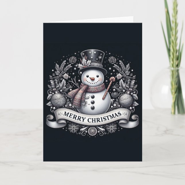 Merry Christmas Snowman Card (Front)