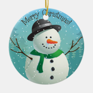Merry Christmas Snowman Ceramic Tree Decoration