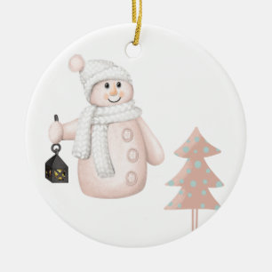 Merry Christmas Snowman Ceramic Tree Decoration