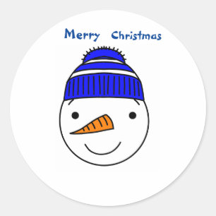Merry Christmas Snowman Classic Round Sticker