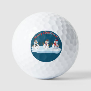 Merry Christmas snowman custom text Golf Balls