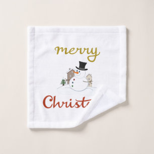 Merry Christmas+Snowman Design Bath Towel Set