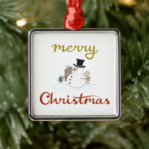 Merry Christmas+Snowman Design Metal Tree Decoration