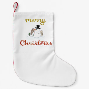 Merry Christmas+Snowman Design Small Christmas Stocking