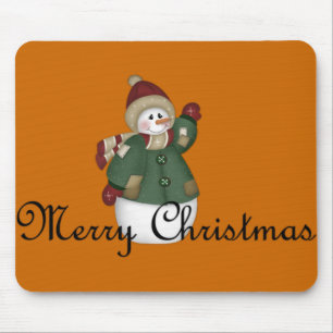 Merry Christmas Snowman Dressed Mousepad
