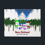 Merry Christmas! Snowman Family Door Mat<br><div class="desc">Image of a snowman family.</div>
