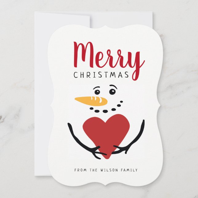 Merry Christmas Snowman Flat Card (Front)