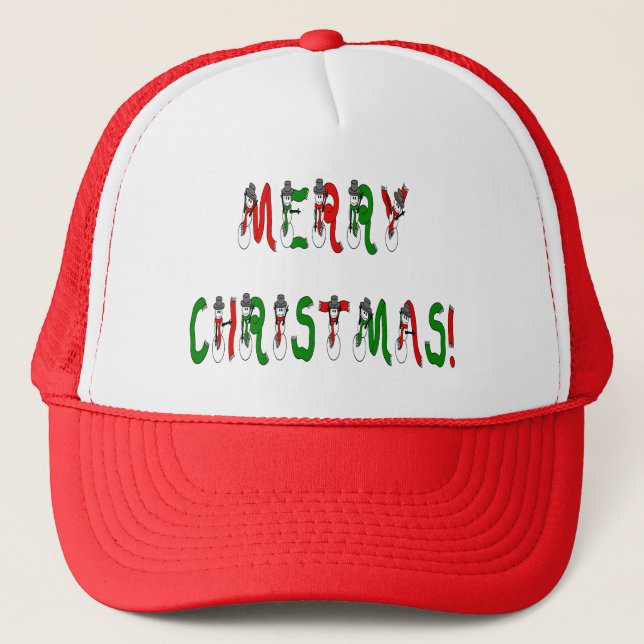 Merry Christmas Snowman Font Hat (Front)