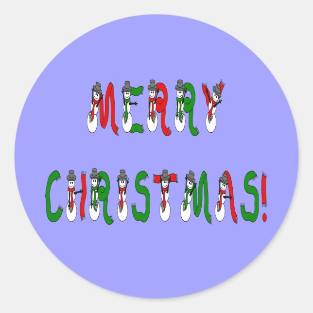 Merry Christmas Snowman Font  Sticker (Front)