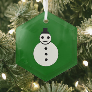 Merry Christmas Snowman Glass Tree Decoration