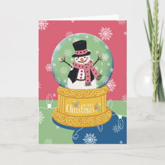 Merry Christmas Snowman Globe Card