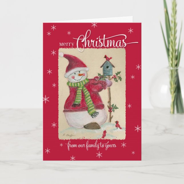 Merry Christmas Snowman Holiday Card (Front)
