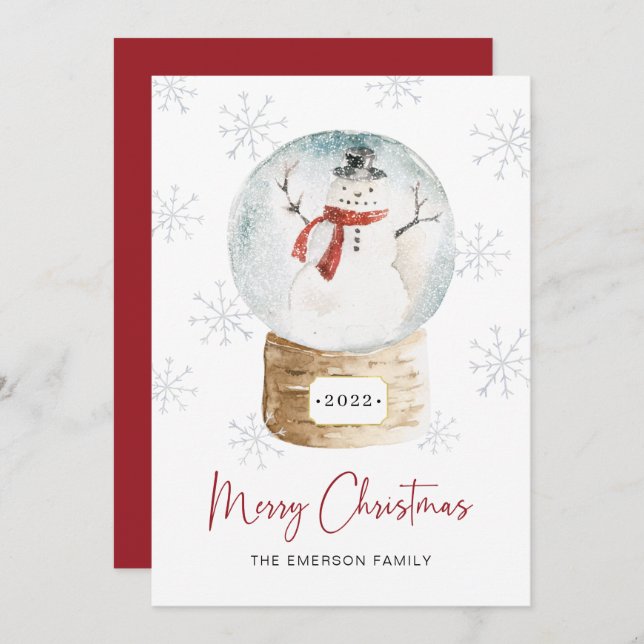Merry Christmas Snowman Holiday Card (Front/Back)