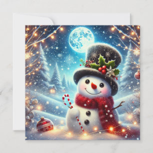 Merry Christmas Snowman Holiday Card