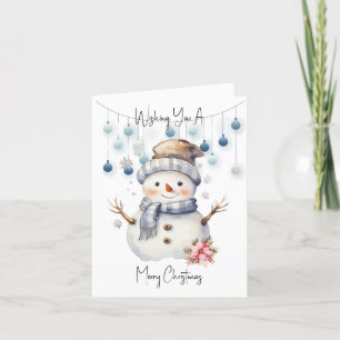 Merry Christmas Snowman Holiday Card