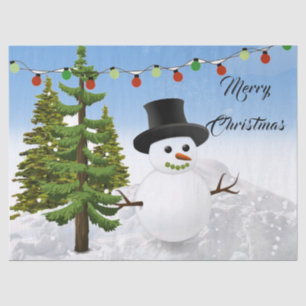 Merry Christmas Snowman Holiday Decoupage Craft  Tissue Paper