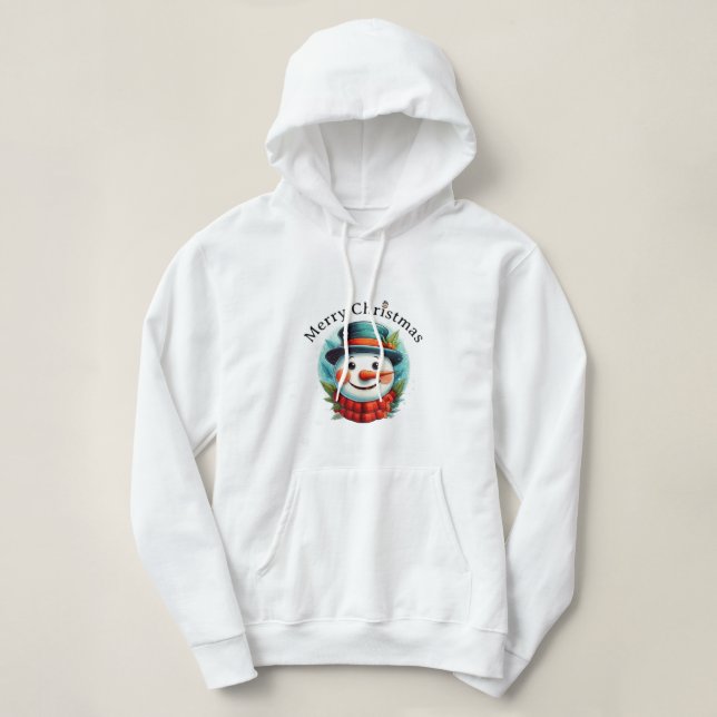 Merry Christmas Snowman Hoodie –  Winter Holiday (Design Front)