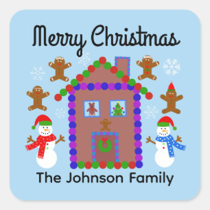 Merry Christmas Snowman & House #3 Stickers