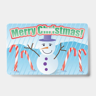 MERRY CHRISTMAS SNOWMAN ID BADGE