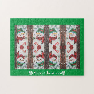Merry Christmas Snowman Jigsaw Puzzle