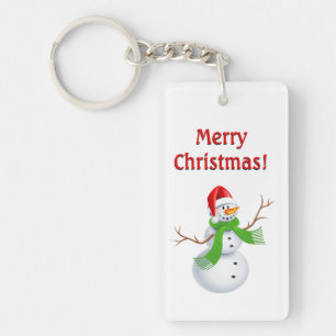 Merry Christmas Snowman Key Ring