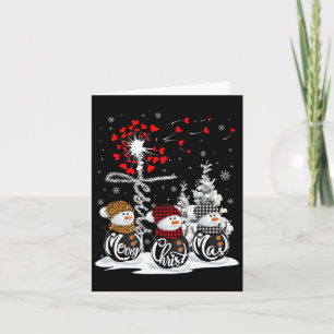 Merry Christmas Snowman Leopard Buffalo Red Plaid  Card