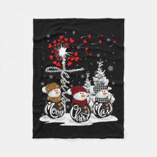 Merry Christmas Snowman Leopard Buffalo Red Plaid Fleece Blanket