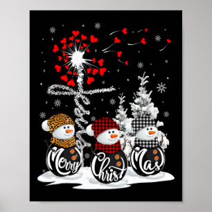 Merry Christmas Snowman Leopard Buffalo Red Plaid  Poster
