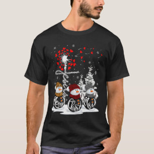 Merry Christmas Snowman Leopard Buffalo Red Plaid  T-Shirt