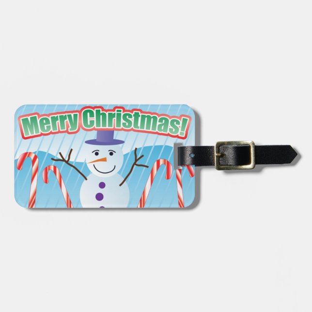 MERRY CHRISTMAS SNOWMAN  LUGGAGE TAG (Front Horizontal)
