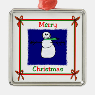 Merry Christmas Snowman Metal Tree Decoration