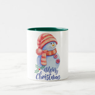Merry Christmas Snowman Mug - TwoTone Holiday Gift
