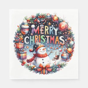Merry Christmas Snowman Napkin