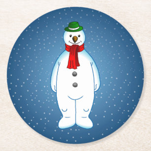 Merry Christmas Snowman Paper Coaster
