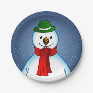 Merry Christmas Snowman Paper Plate