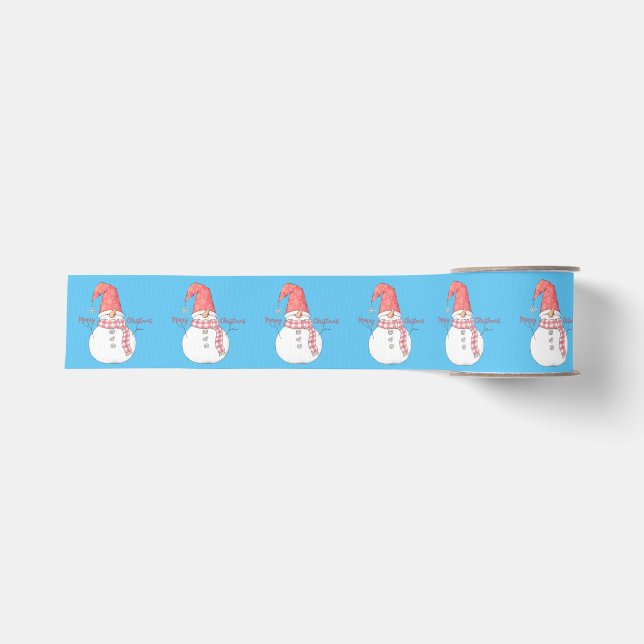 Merry Christmas Snowman Pattern   Grosgrain Ribbon (Front)