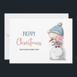 Merry Christmas Snowman Pig Business Logo Holiday Card<br><div class="desc">Adorable Christmas card with an illustration of a cute snowman holding a cute pig,  great for your end of the year business greetings and appreciation to customers. Personalise the text to add your own heartfelt message. Illustrated and designed by Patricia Alvarez.</div>