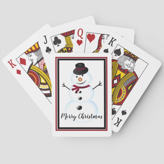 Merry Christmas Snowman Playing Cards (Back)